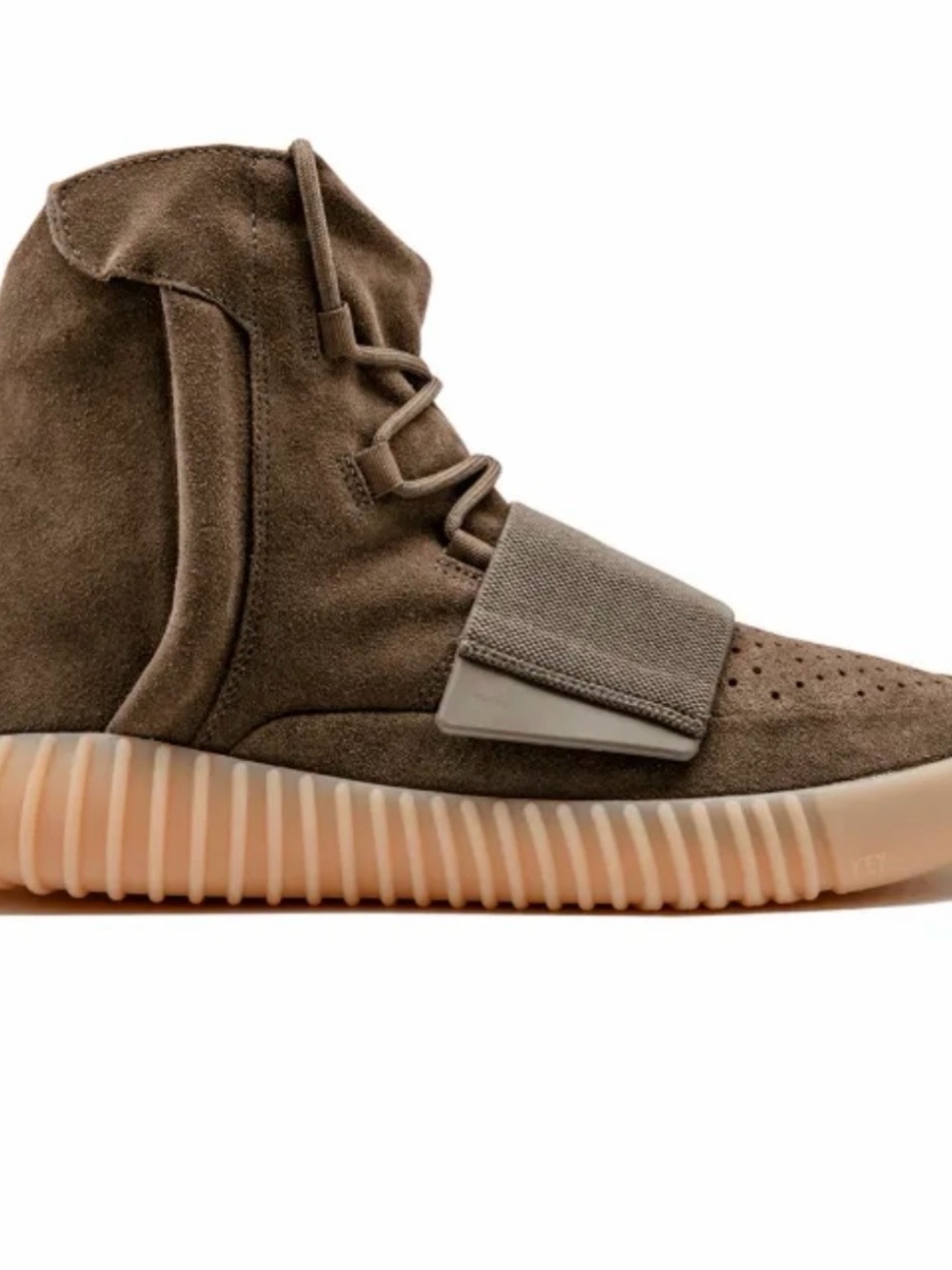 Yeezy Men's High-Top Suede Boot in Olive Brown with Gum Sole